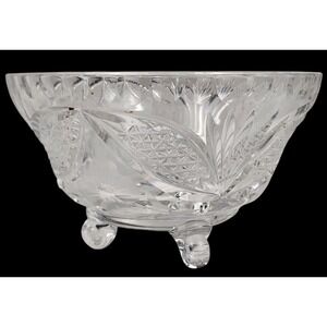 Cut Glass Crystal Footed Bowl 6in Star Pattern Decorative Serving